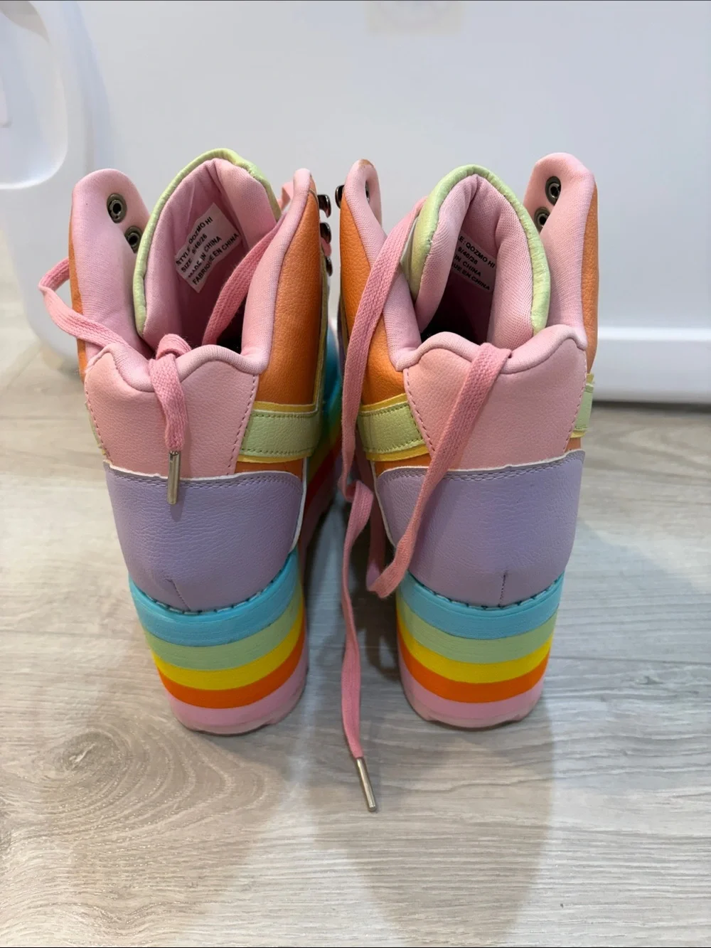 YRU Pastel Rainbow Platform Sneakers - Pink Blue Yellow Orange Green